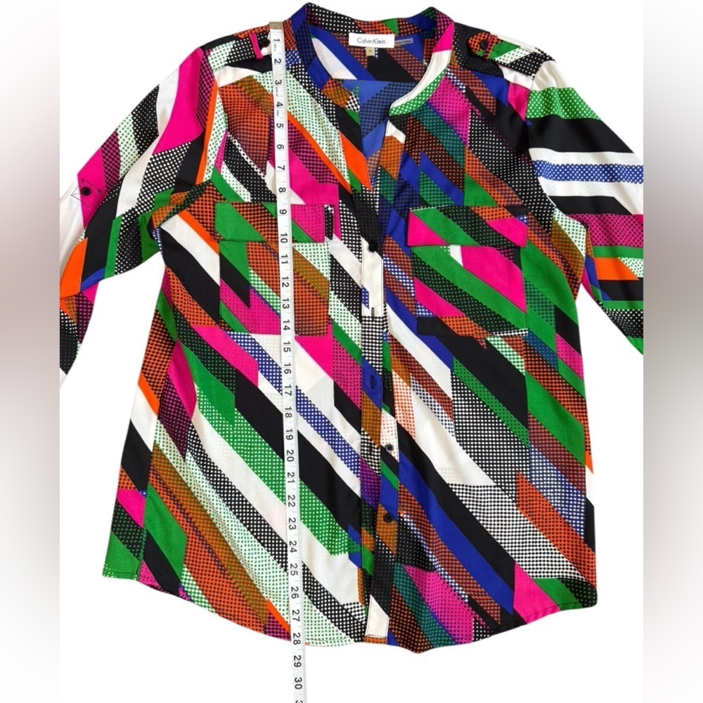Calvin Klein Multicolor Geometric Button Front Bl… - image 6